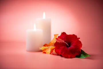 キャンドルとハイビスカス