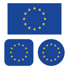 European Union Flag In Rectangle Square And Circle