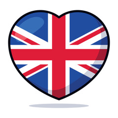 Heart Shape British Flag Cartoon Style