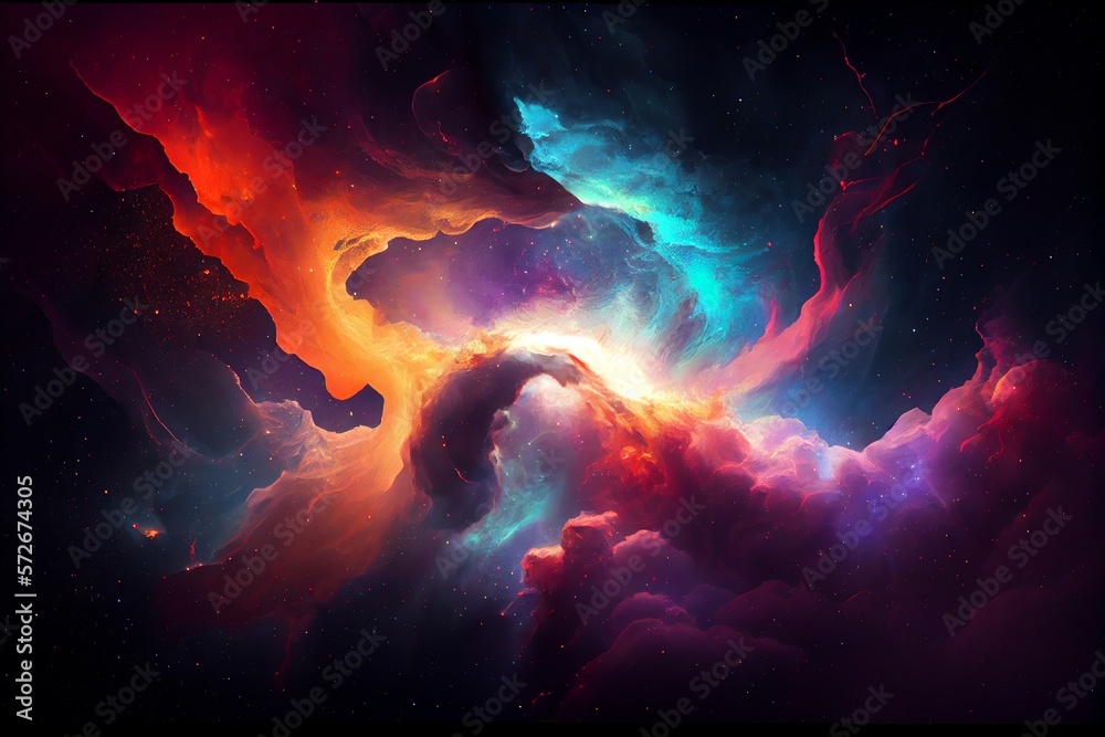 Wall mural abstract outer space endless nebula galaxy background. generative ai