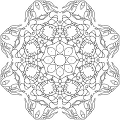 Hand drawn zentangle circular ornament for coloring page.