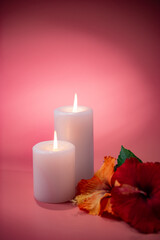 キャンドルとハイビスカス