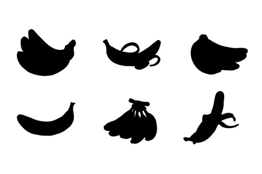 Set of silhouettes of banana fruit vector design