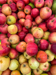 lots of ripe apples fruit food vitamins healthy nutrition as background