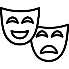 Comedy Mask Half Glyph Vector Icon which can easily modified  

