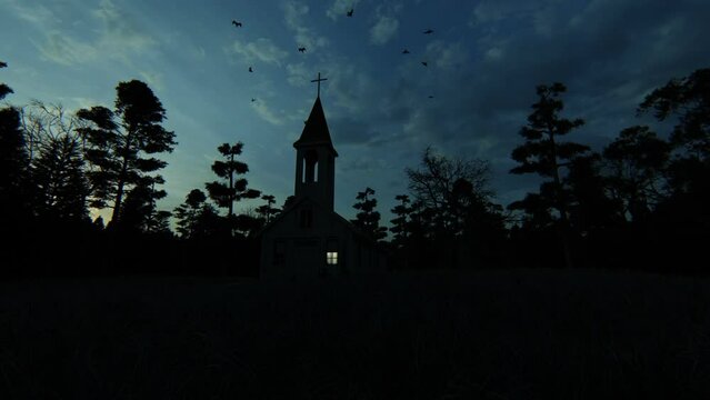 Horror Church Morning in the Forest 3D Video Animation