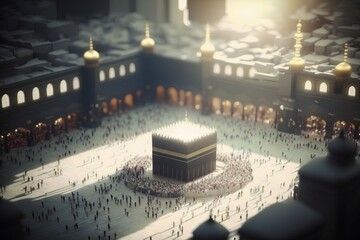 Crowd of Muslims in the Kaaba Mecca, Generative AI