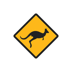 Road Signs YELLOW sign, yield, road, crossing, vector, kangoroo