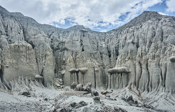 Rocky formations in mountainous canyon