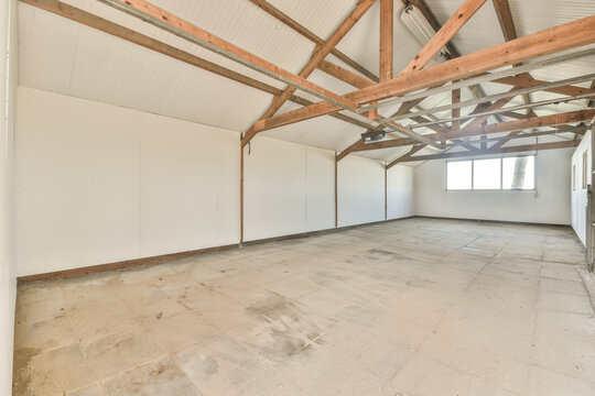 Interior of spacious empty shed