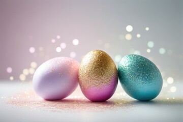 Easter Eggs on light background, Generative AI