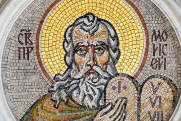 Fototapeta na wymiar Mosaic icon of the prophet Moses