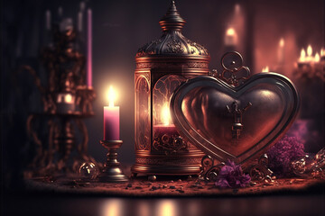 Heart. A magical evening of love. Romantic background.