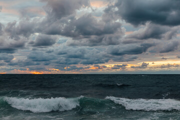 storm at sea sky with clouds nature sunset