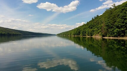 Beautiful Hemlock Finger Lake peaceful water nature area in up state New York