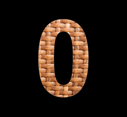 Number 0 - Symmetrically intertwined natural rattan background