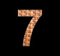 Number 7 (seven) - Symmetrically intertwined natural rattan background