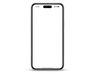 3D realistic high quality smartphone mockup with isolated background. Smart phone mockup collection. Device front view. 3D mobile phone with shadow on white background.