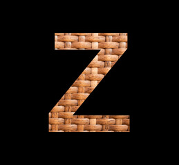 Alphabet letter Z - Symmetrically intertwined natural rattan background