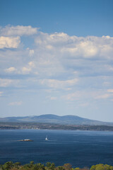 View from a Mountain in Maine with water below