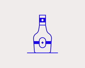 food, icon, illustration, vector, geometric, line, blue, breakfast, flat, design, symbol, art, ketchup