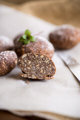 chocolate sweet cakes from mashed biscuits with additives