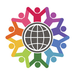 Obraz premium People around the globe. Colorful vector illustration design.