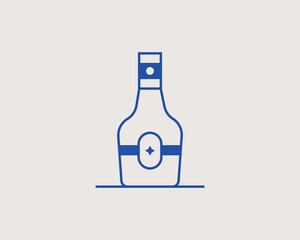 Geometric ketchup illustration. Vector food  icon in flat design art. Trend blue color 
