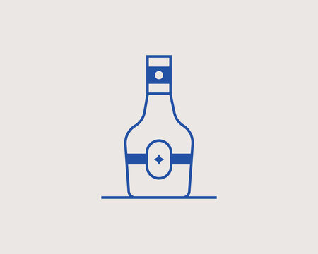 Geometric ketchup illustration. Vector food  icon in flat design art. Trend blue color 
