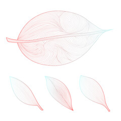 Hand-Drawn png illustration of Abstract Leaf Set in Pink, Blue, and Navy