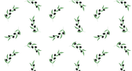 Fototapeta premium seamless pattern with olive. Olive tree, branches and drop. Black olives. Green olives. 