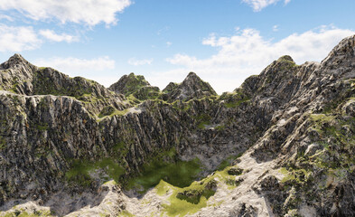 Mountains landscape high grassy and rocky peaks