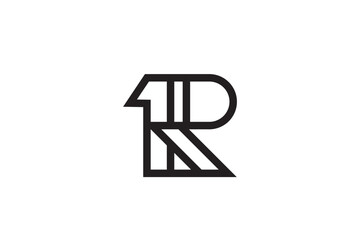 1 R stylish logo design concept for number and letter