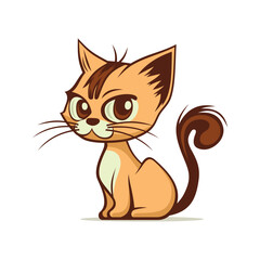 Cute Cat Cartoon Style Pet on White Background. Vector
