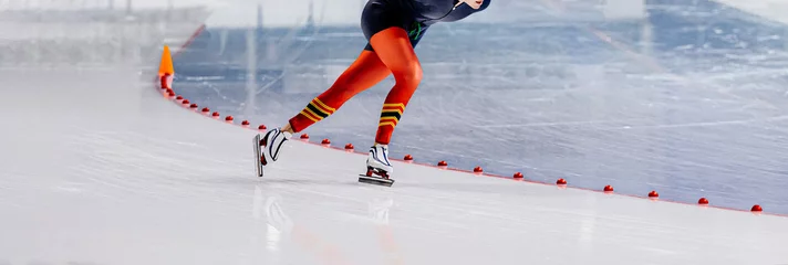 Fotobehang female athlete speed skater during long track speed skating © sports photos