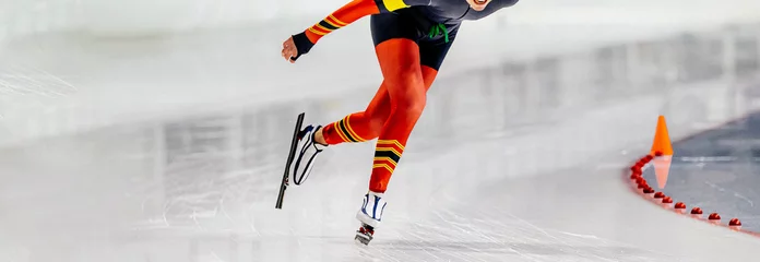 Fotobehang woman athlete speed skater during long track speed skating © sports photos