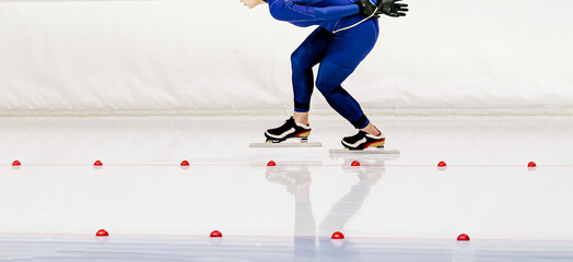 women speed skater during long track speed skating