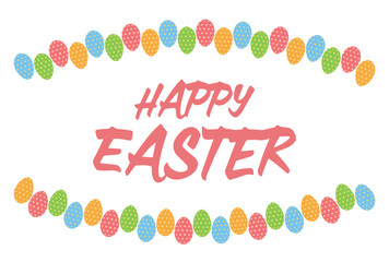 ドット柄のタマゴのフレームとHAPPY EASTERの文字のイースター素材.
