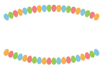 柄つきタマゴを並べたイースター向けのフレームの素材.