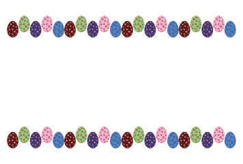 柄つきタマゴを並べたイースター向けのフレームの素材.