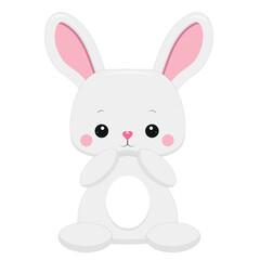 Cute cartoon gray hare. Vector illustration of an Easter Bunny.