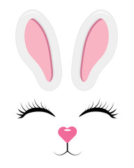Cute cartoon bunny face. Fairytale theme. Easter.