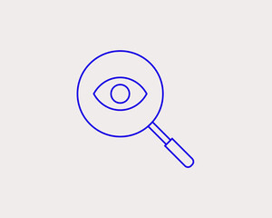 Geometric technology illustration. Vector search data icon in flat design art. Trend blue color 