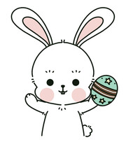 Cute doodle bunny Easter and egg