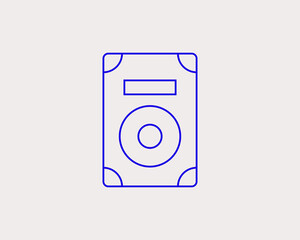 Geometric technology illustration. Vector hard disk  icon in flat design art. Trend blue color 