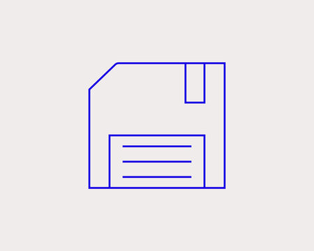 Geometric technology illustration. Vector disket icon in flat design art. Trend blue color 
