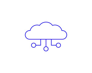 Isolated Geometric technology illustration. Vector cloud data icon in flat design art. Trend blue color 