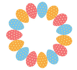 柄つきタマゴが並んだ線のフレームのイースター向け素材