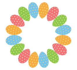 柄つきタマゴが並んだ線のフレームのイースター向け素材