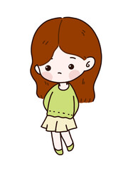 Cute girl cartoon character, avatar minimal portrait 